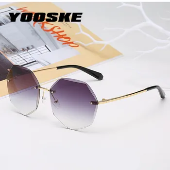 YOOSKE Epocă ochelari de Soare pentru Femei Design de Moda Doamnă fără rame, ochelari de Soare Aliaj Clasic Nuanțe de Designer UV400 Ochelari Oglindă