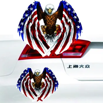 1 BUC 19*17cm Vultur Autocolante Auto cu Steagul American caroserie Styling Motociclete 3D Decorare a Corpului