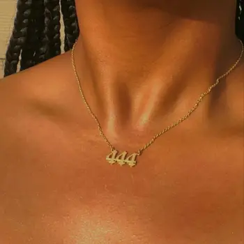 777 înger numărul neckalce pentru femei din Oțel Inoxidabil 111 222 333 444 555 pandantiv colier vechi font engleză număr lanț de Bijuterii
