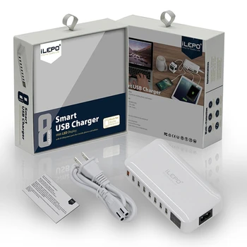 60W 8 Porturi USB Încărcător QC3.0 HUB Smart Quick Charge LED Display Multi USB, Stație de Încărcare Telefon Mobil Incarcator Rapid Desktop