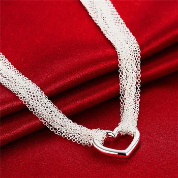 BABYLLNT Argint 925 Multi-lanț Colier Inima Pentru Femei, Nunta Petrecere de Logodnă Moda Farmec Fermecător de Bijuterii Cadou