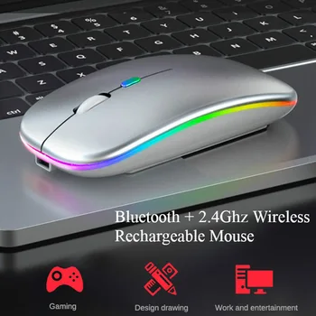 Reîncărcabilă Mouse-ul fără Fir Bluetooth-Compatibil RGB lumina de Fundal Mouse-ul fără Fir Tăcut Mause Ergonomic Mouse de Gaming Pentru PC Laptop
