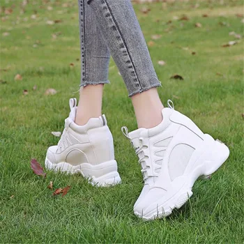 Noua Moda Toamna Platforma Pantofi Casual Cu Talpă Adidași Respirabil Femeie Tocuri Plat Plasă Pantofi Pantofi Albi