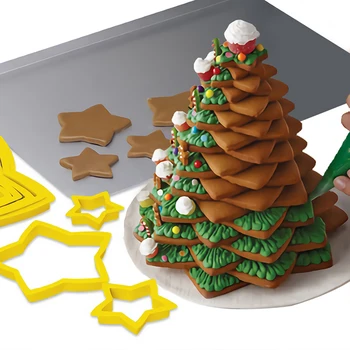 Bicarbonat de fondant biscuit mucegai Pentagrama cookie model Pom de Crăciun Cookie-Cutter Stele Formă 3D de Decorare Tort de Instrumente instrument de copt