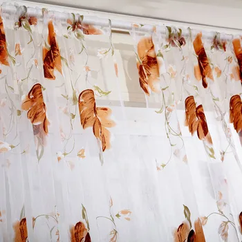 De viță de vie Florale Tul Fereastră Perdea Decorative Femeie Dormitor Cortina 100x130cm Biparting Deschis Translucid Decora Fereastra Garnituri