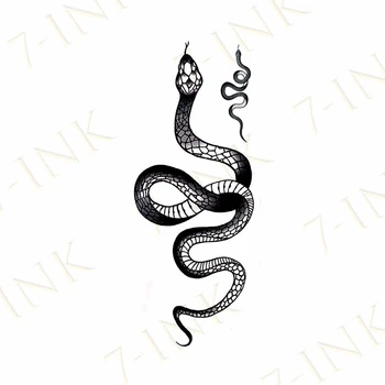 Negru Dimensiuni medii Brațul Temporară Autocolante Tatuaj Șarpe Negru pentru Femei Barbati Corpul Talie Lungă Durată Impermeabil Dark Snake Tatuaje