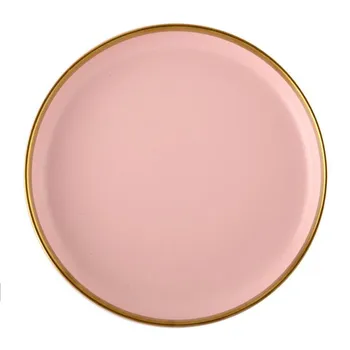 Aurit Rim Roz Portelan Cină Set de plăci de Bucătărie Placă Ceramică Veselă Feluri de Mâncare de Orez Salata de Fidea Castron Cana Tacâmuri Set 1 buc