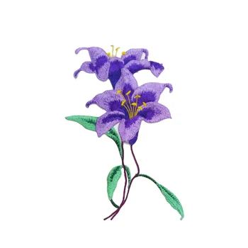 1 BUC 23cm x 15cm Poliester Patch-uri DIY Scrapbooking Morning Glory Violet Flower Patch Haine Decorare Acasă Manual Material