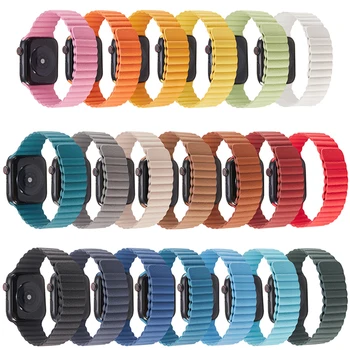 Piele bucla curea pentru Apple watch band Seria 6 SE 44 40MM watchband Magnetic bratara bratara curea pentru iWatch 38 42mm 5 4 3