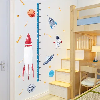 Rachetă spațială Înălțime Autocolante pentru copii Copii Living Dormitor Hol Veranda Decorațiuni interioare Detașabile din PVC Autocolante de Perete