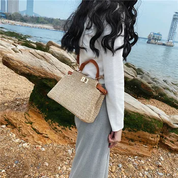Țesute sac, sac de femei 2021 vara noi de moda trendy unul-umăr geanta messenger externe stil ins portabil tote sac