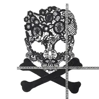 1 Bucata Alb Negru Craniu Schelet de Proiectare Broderie Dantelă Aplicatiile de Cusut Patch-uri DIY Cusut de Îmbrăcăminte de Patch-uri pentru Îmbrăcăminte Decor