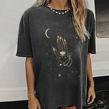 Model De Scrisoare De Imprimare De Epocă Grafic T Shirt Pentru Femeie Haine Largi Supradimensionat Tricou Casual Moda De Vară 2021 Stil Francez