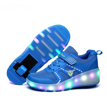 Adidasi Pantofi cu Role cu Două Roți Wheelys Condus Pantofi Copii Fete Copii Baieti Lumina Stralucitoare Luminos Iluminat 2021