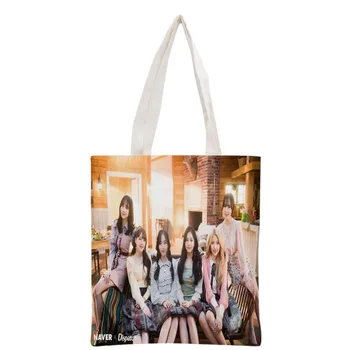 Noul sosit personalizate KPOP GFRIEND imprimate panza tote sac femei geanta de plaja geanta de voiaj portabil geantă de cumpărături