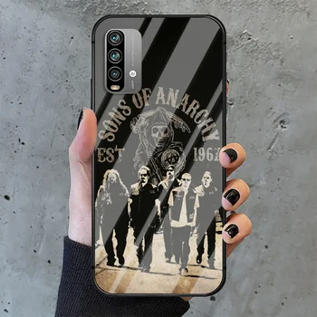 TV Sons of Anarchy Telefon Sticlă Călită Caz Acoperire Pentru Xiaomi Redmi notă k 7 8 9 10 30 40 O C T S Pro 4G 5G Ultra Negru Funda