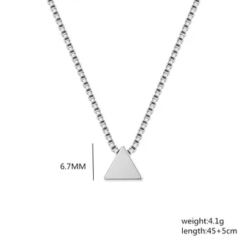 Argint 925 Colier de 18 inci Caseta de lanț Simplu de geometria triunghiului Pandantiv Pentru Femei Moda Bijuterii Cadouri de Craciun