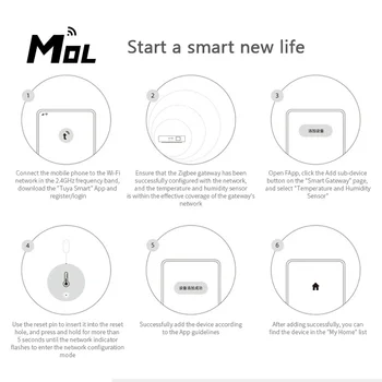 MOL Tuya ZigBee Temperatură Și Senzor de Umiditate Alimentat de la Baterie Functioneaza Cu Alexa Google Asistent Și Tuya Zigbee Hub Smart Home