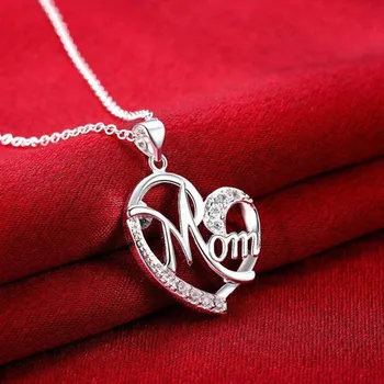 O iubesc pe Mama Colier Bijuterii de MAMA Litere Inima Scrisoare Pandantiv Colier Ziua Mamei Cadou de Ziua LXH