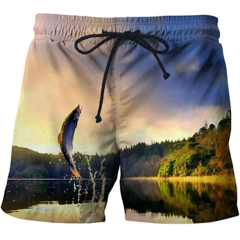 2021 Noi Tropical HD 3D trunchiuri de Înot pantaloni scurți Mens Amuzant de Pescuit Bermuda Respira Bărbați Băieți Plaja pantaloni Sport pantaloni scurți de streetwear