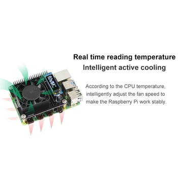 Pentru Raspberry Pi 4B/3B+ Control Inteligent al Vitezei Ventilatorului Controlul Temperaturii Expention Bord cu Ecran OLED/RGB Lumina