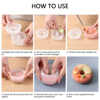 1buc Forma de Gogoasa din material Plastic Non-Stick de Sushi Maker Set DIY Ușor Minge de Orez de Presă Mucegai, Alge marine set Accesorii de Bucatarie