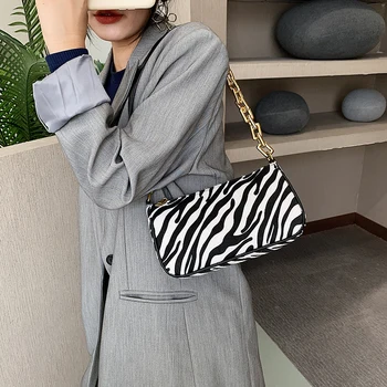 Model Zebra Mici de Catifea Piele PU Umăr Saci pentru Femei 2021 Trend Lanț de Genți de mână pentru Femei Marca Tendință Axila Sac