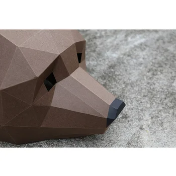 Pre-tăiate Ursul Brun Adult Cap Masca de Hârtie Model 3D Low-poly Papercraft,Partidul Cosplay Prop,Manual de BRICOLAJ, Origami Ambarcațiuni Jucărie RTY098