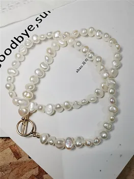 Naturale de apă Dulce Perla Cravată Colier stil Baroc pearl Bijuterii pentru Femei, nunta de Aur Tongle Incuietoare cu Ridicata 2021 trend