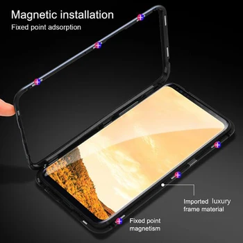 Înapoi Sticla + Magnetice de Adsorbție Caz de Metal pentru IPhone 11 Pro Max X XS XR 6 6s 7 8 Plus 2 SE 2020 Capac Magnet