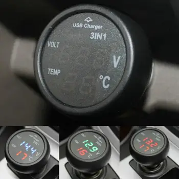 Incarcator Digital Tensiune Acumulator Voltmetru Monitor de Temperatură pentru 12V 24V Masina