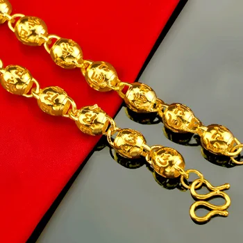 Real Placat cu Aur de 18K Colier pentru Bărbați Nunta Logodna Bijuterii de Moda Solid Margele Lanț Brățări Aniversare de Ziua de nastere Cadouri
