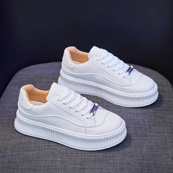 Pantofi albi Femei 2021 Primăvară Pantofi sport Femei Vulcaniza Pantofi Alunecare pe Formatori de Femei de Moda Platforma Adidasi Femei Apartamente