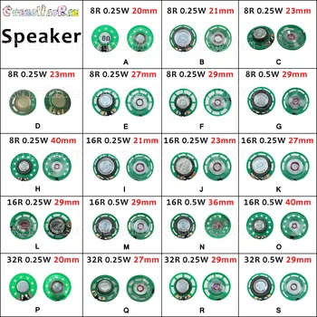 1buc Verde Rotund 8 16 32 ohmi 0.25 watt de 0,25 W, 0,5 W 16R 32R Soneria corn Jucarie-masina difuzor 20 21 23 27 29 mm Difuzor înlocui