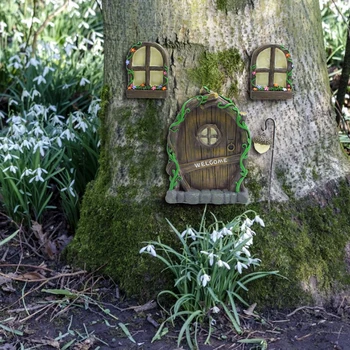 Miniaturale drăguț Zână Grădină Geam Usa pentru Copaci, Statui Casa Fata de Arta Gnome Curte Elf Zână Accesorii Gradina Statui Decor