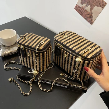 Țese Pătrat geanta Crossbody sac de Box 2021 Vara Noi de Înaltă calitate din Piele PU pentru Femei Geantă de mână de Designer Lanț de Umăr Geanta Messenger