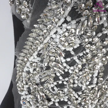 La Belleza Argint cu margele frumoase bucată mare handmade perle de cristal Stras patch rochie de mireasa aplicatiile accesorii