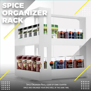 Strat Dublu Multi-Funcția De Suport De Stocare Rotative Bucătărie Organizator Condimente Spice Borcan Titular