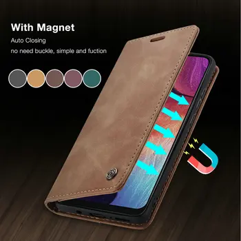 De Lux, Carte De Piele Flip Case Pentru Samsung Galaxy A30 A40 A50 A70 M10 M20 Telefon Retro Acoperi Coque Cu Portofelul Sta Magnet Saci