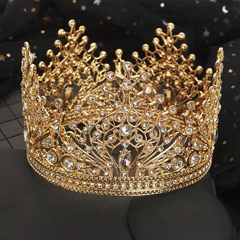 Noul Mare Coroana De Aur Femei Stras Accesorii De Par Mireasa De Lux De Păr Bijuterii De Mireasa Cristal Articole Pentru Acoperirea Capului