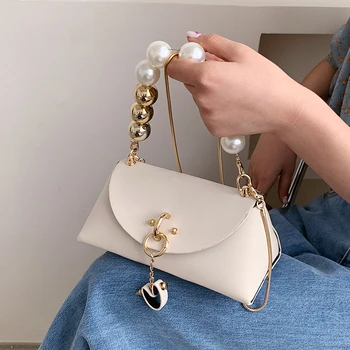 Doamnă dulce Pearl Mini Tote sac 2021 Primăvară Nouă Hhigh calitate din Piele PU pentru Femei Geantă de mână de Designer Lanț de Umăr Geanta Messenger