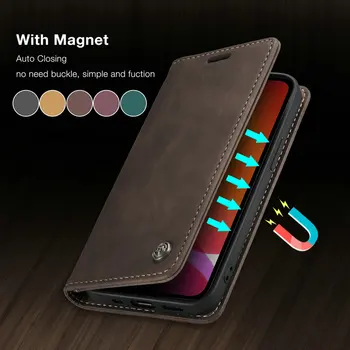 CaseMe Original Caz Flip Pentru iPhone 12 11 Retro Pro Card Magnetic Stand Portofel Pentru iPhone 12 min 12 pro 12 pro max Cazul
