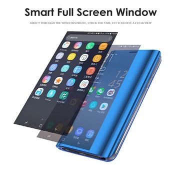 Placare Oglinda Smart Flip Cazuri De Telefon Pentru Huawei Y6/Y6 Pro 2019 Mobil Înapoi Armura Coque 360 De Protecție Y6Pro HuaweiY6 Geantă De Lux