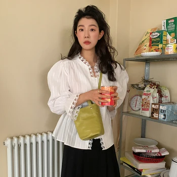 Korejpaa Femei Rochie Seturi 2021 coreean Versatil Dantela Camasa cu Maneci Evazate și Pieptul Singur Vrac Buzunar Vesta Denim Fusta Costum