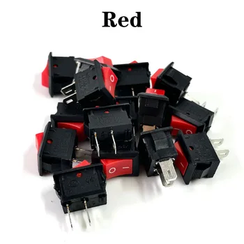 15 buc Mini basculantă SPST Negru și Roșu Snap în Comută Butonul de AC 250V 3A / 125V 6A 2 Pini de I/O 10*15mm On-off Comutator Rocker