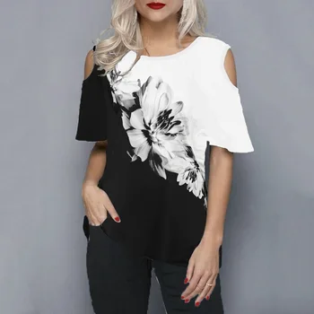 De mari Dimensiuni de Vara Tricou Maneca Scurta Sexy Femei de Pe Umăr Imprimare 3D Liber Casual Tricouri Topuri de Moda 5XL Plus Dimensiune T-Shirt