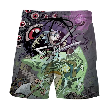 Desene animate Cool Beach Bărbați de pantaloni Scurți de Vară de Moda de Imprimare 3D Rick pantaloni Scurți de Plajă Libere Pantaloni Casual Fată Băiat Beachwear
