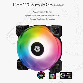 ID-COOLING DF-12025-ARGB Ventilator Dual Ball Bearing Adresabile LED-uri RGB de Răcire Ventilator PC de Răcire cu Apă Accesorii pentru PC Caz
