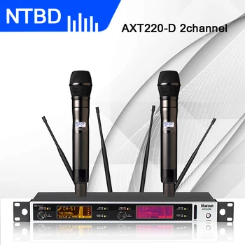 NTBD Performanță Etapă Acasă KTV AXT220D Adevărat Diversitatea Profesional Dual Sistem de Microfon fără Fir 2 Microfon Wireless