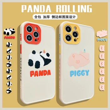 KQCCY Simplu Panda Porc Împletit Bomboane de Culoare Cazuri de Telefon Pentru iphone 11 12 Pro Max XR XS X 7 8 Plus Caz TPU Moale Capacul din Spate